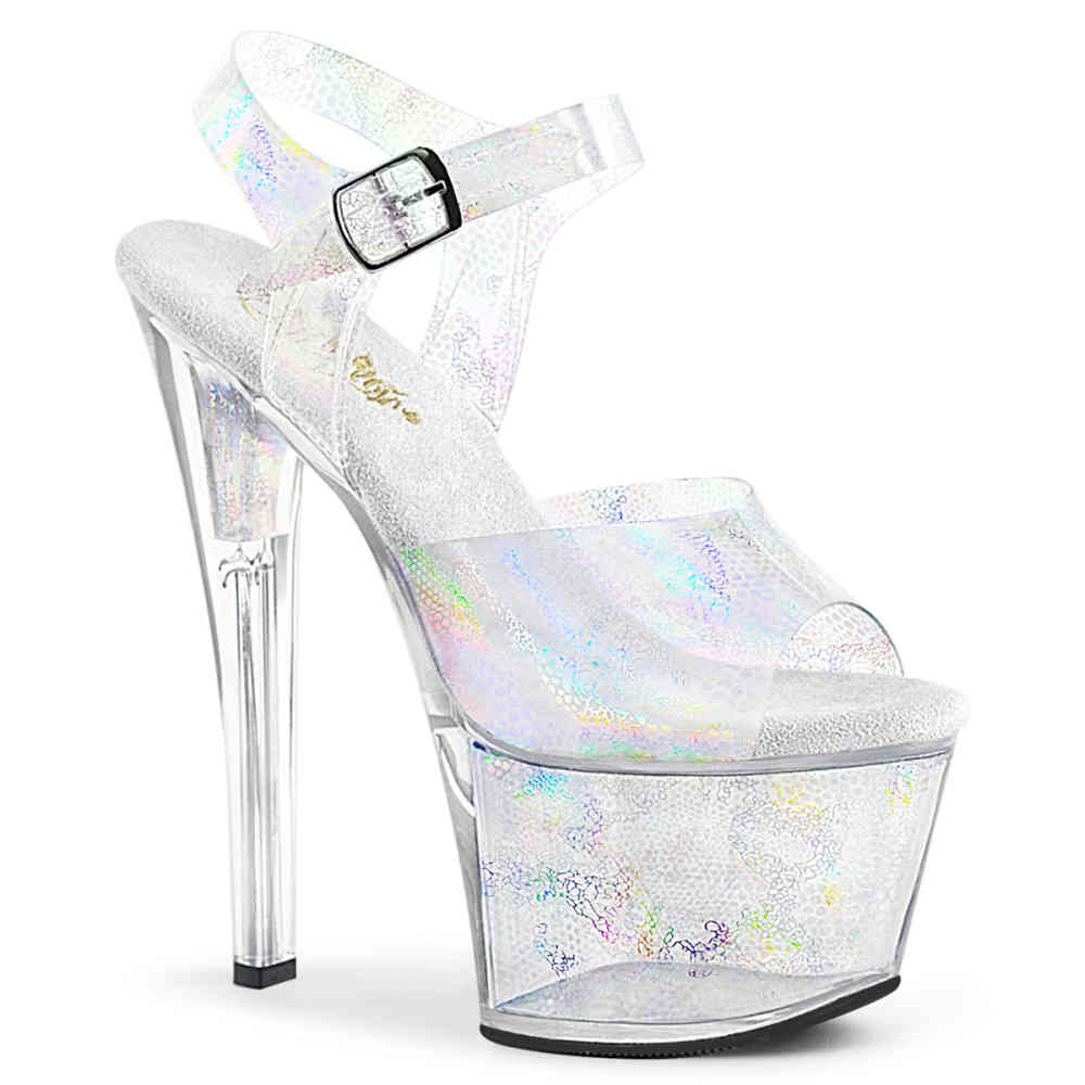 Pleaser - SKY-308N Sandale à bride à la cheville, Pole dance chaussures - Chaussures de pole dance - Couleur argent